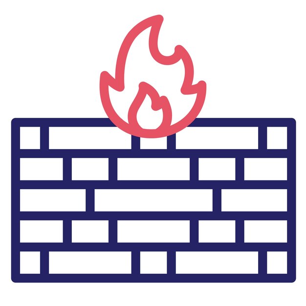 Iconica vettoriale del firewall dell'icona di sicurezza informatica