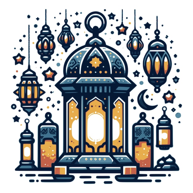 Iconica vettoriale della lanterna del Ramadan sullo sfondo bianco