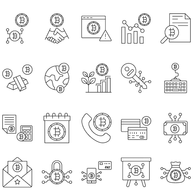 Iconica vettoriale di Bitcoin con sfondo isolato