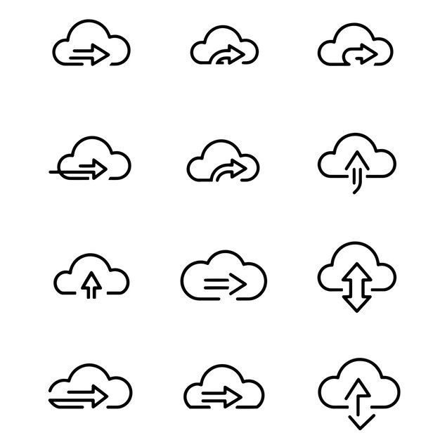 Iconiche di cloud computing concetti di trasferimento e archiviazione dei dati