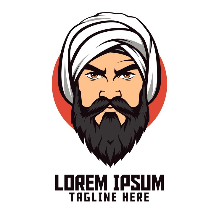 Vettore iconico uomo arabo testa un modello di emblema distintivo con logo mascotte per gli arabi nello sport e negli esport