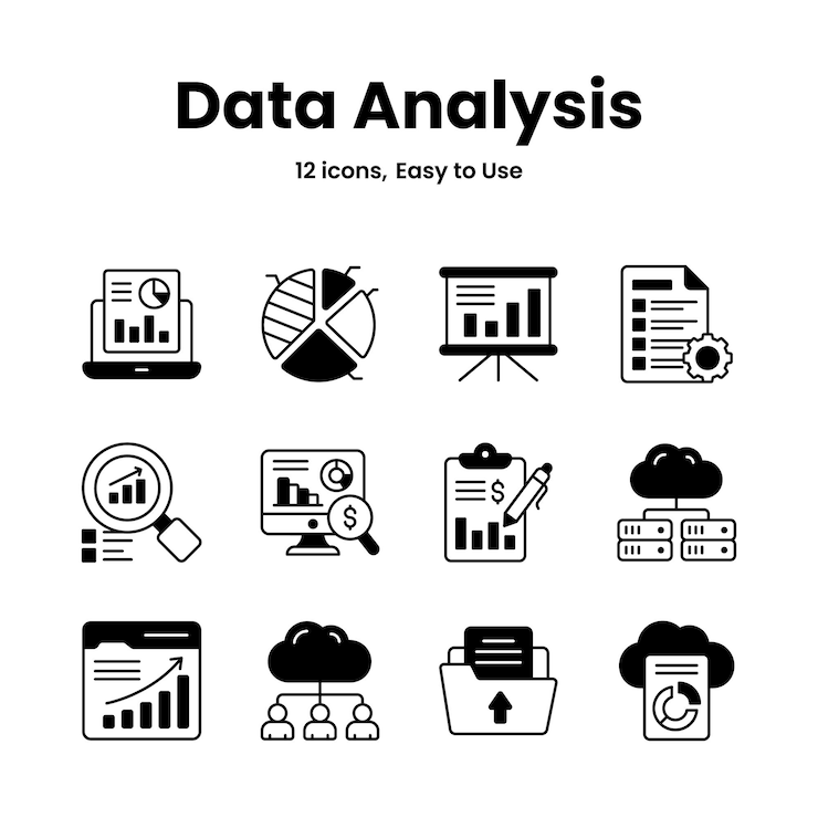 Vettore iconini di analisi dei dati e statistiche accuratamente elaborati per scaricare questi vettori premium facili da usare