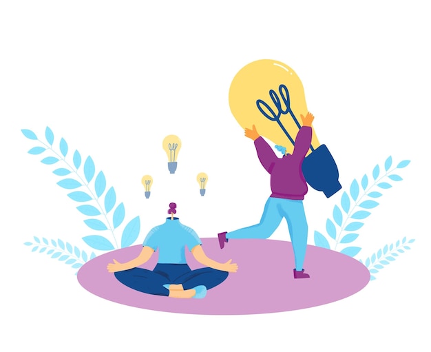 Idea creativa Due persone con una lampadina enorme
