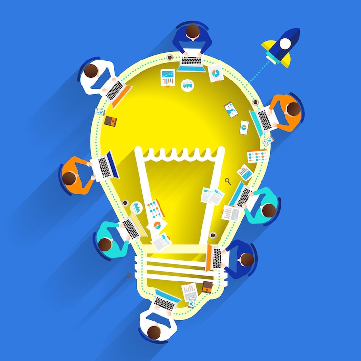 Vettore idea di brainstorming con lampadina