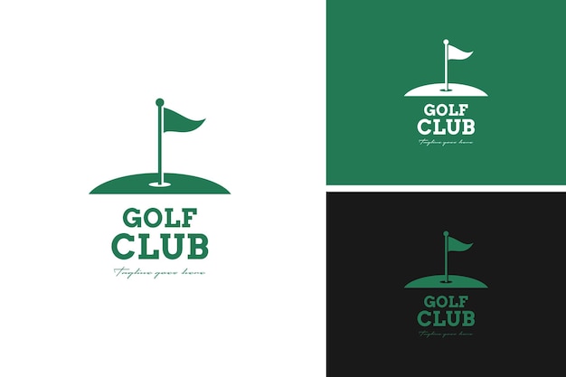 Idea di modello di illustrazione vettoriale per la progettazione del logo della bandiera del golf