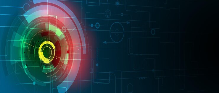 Vettore idea di sfondo dei dati tecnologici di una soluzione aziendale globale