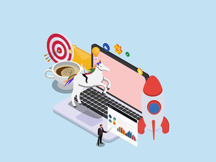 Vettore idee di avvio e lancio di marketing