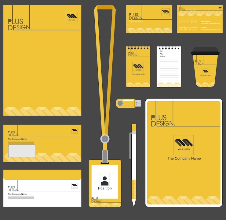 Vettore identificazione del marchio set giallo bianco decorazione semplice