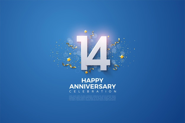 Il 14 ° Anniversario con una festa di festa che adorna i numeri.