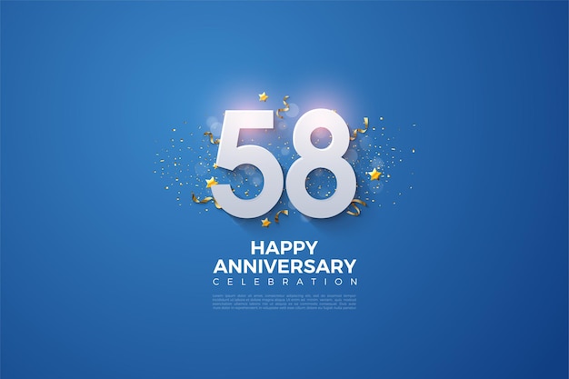 Il 58° anniversario con un'illustrazione di figure 3D che appaiono