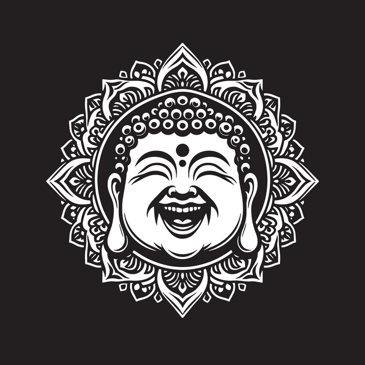Vettore il buddha che ride mandala svg