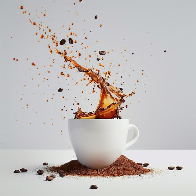 Il caffè che si riversa da una tazza di caffè