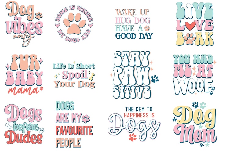Vettore il cane cita il pacchetto svg
