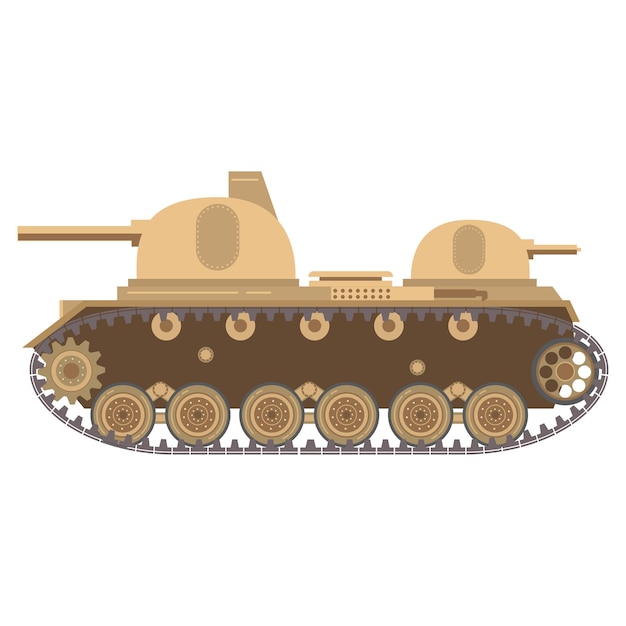 Il carro armato medio multitorre con la pistola e una mitragliatrice Caterpillar che combatte l'armatura militare