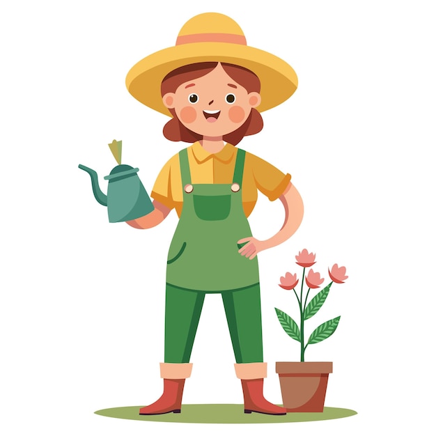 Il cartone animato Women Farmer Vector illustra la vita agricola