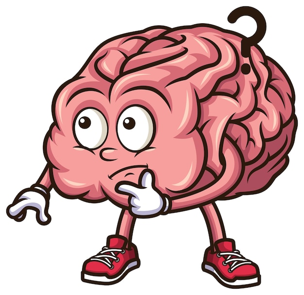 Il cervello umano pensante personaggio di cartone animato illustrazione