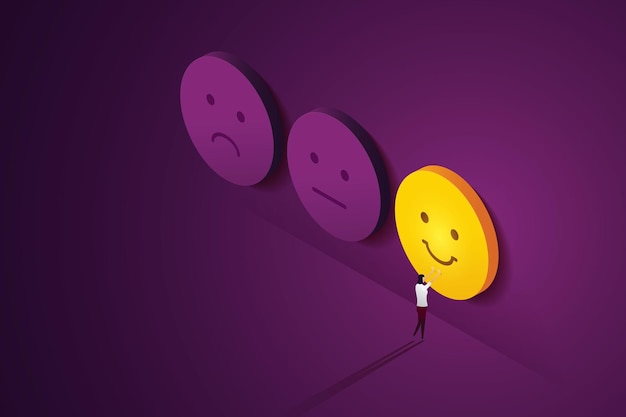 Il cliente sceglie un'emoticon faccia felice