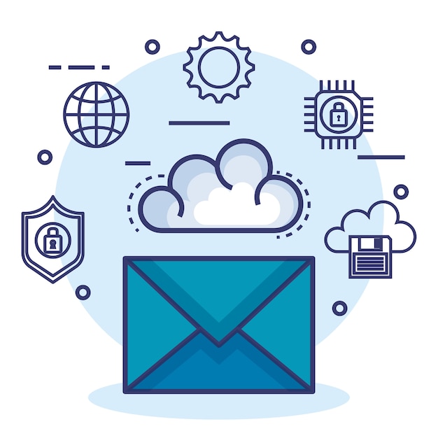 Il cloud computing imposta icone piane