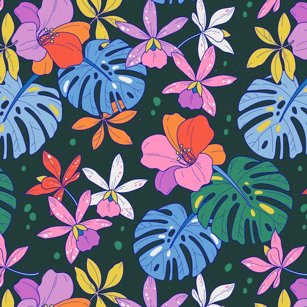 Il colorato disegno floreale tropicale