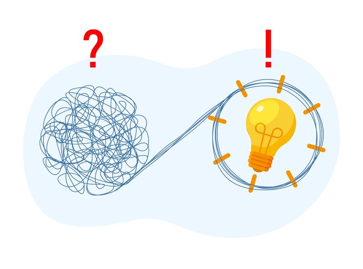 Vettore il concetto dell'emergere di un'idea creativa da una sfera di pensieri.