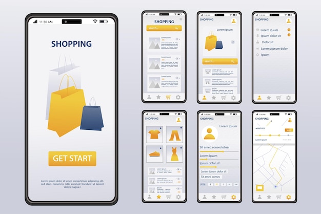 Il concetto di app di negozio online in design piatto Un elegante design di app di shopping