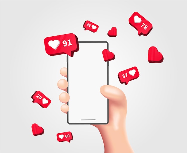 Il concetto di attività sui social media tiene in mano il telefono