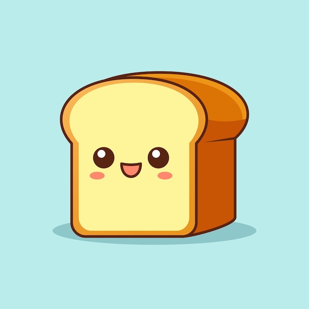 il concetto di icona di illustrazione di cartone animato di pane carino vettore isolato