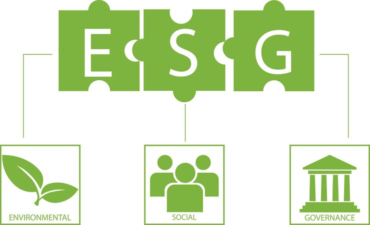 Vettore il concetto di icona esg per l'ambiente, la società e la governance in attività commerciali sostenibili ed etiche