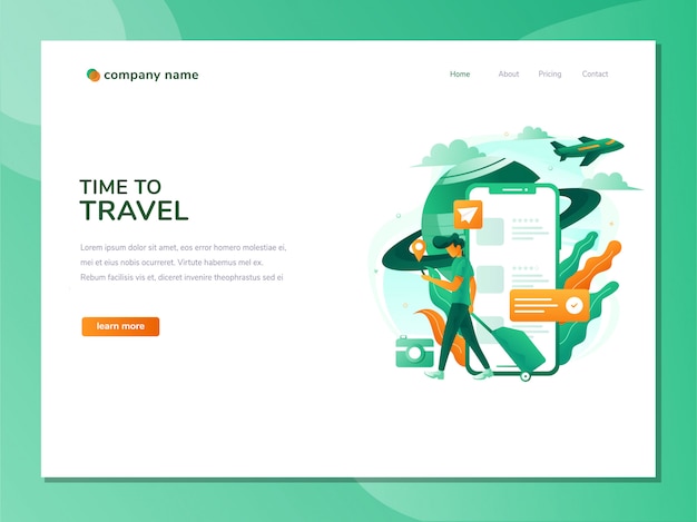 Il concetto di una pagina Web di destinazione sulle vacanze