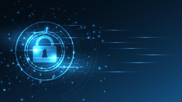 Il concetto digitale cyber di sicurezza del lucchetto protegge il sistema