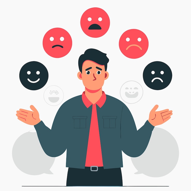 Vettore il concetto illustrato di feedback emotivo nella comunicazione e nelle relazioni umane