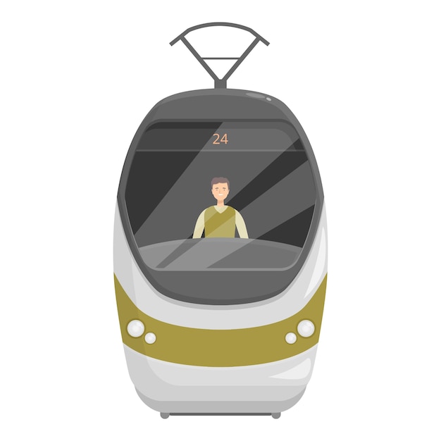Il conducente del tram sta guidando un tram moderno sulla linea