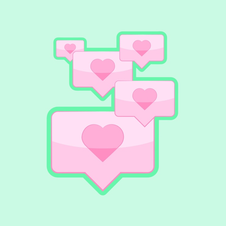 Vettore il cuore carino modella i social media come l'icona di notifica bolle illustrazione vettoriale