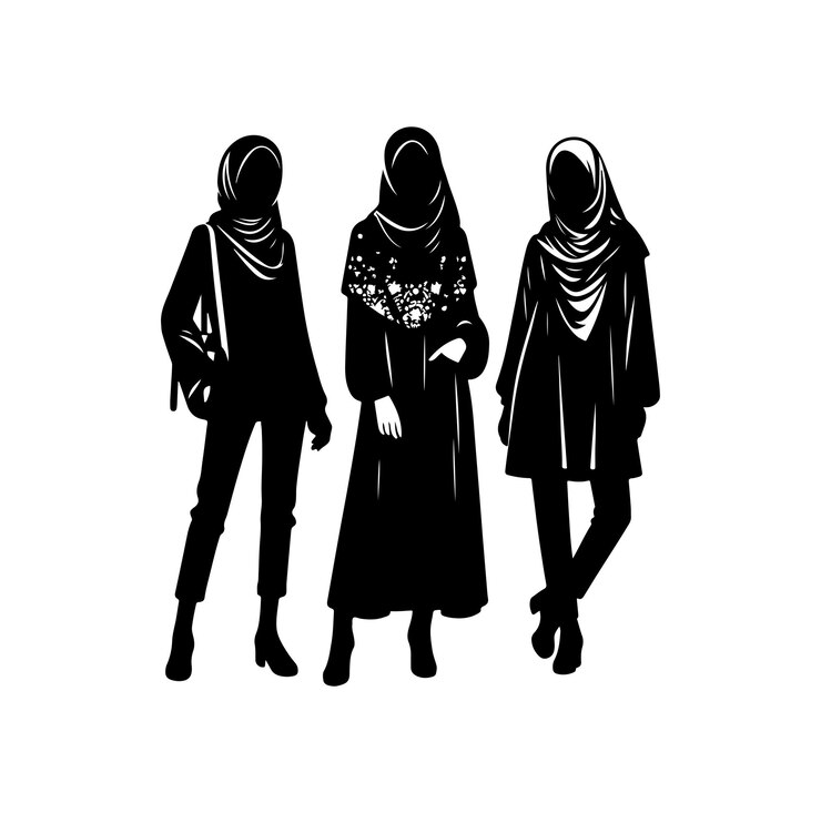 Vettore il design dell'illustrazione vettoriale in piedi in stile hijab