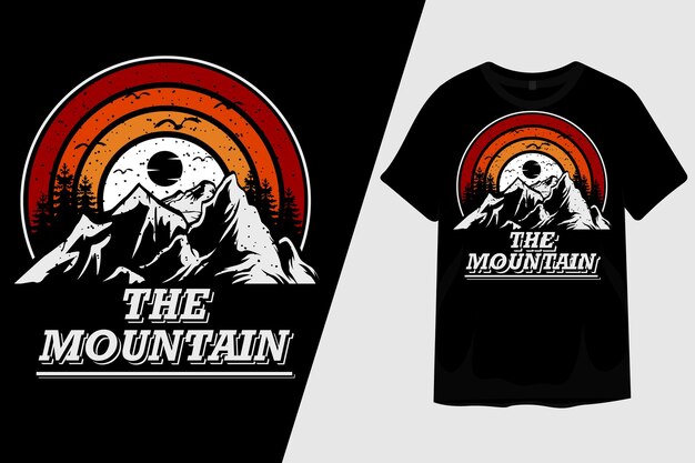 Il design della maglietta vintage retrò di montagna