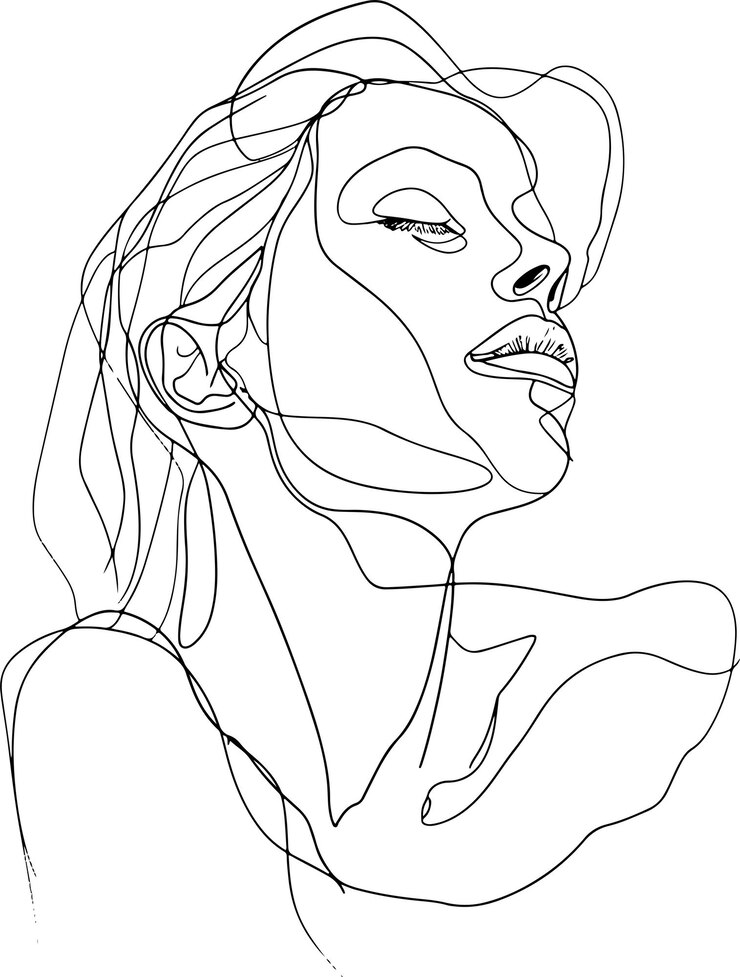 Vettore il disegno a mano della donna è un'illustrazione artistica monolinea minimalista