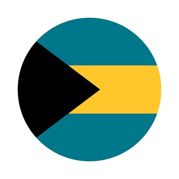 Il disegno dell'icona vettoriale della bandiera rotonda delle Bahamas La bandiera circolare delle Bahamas