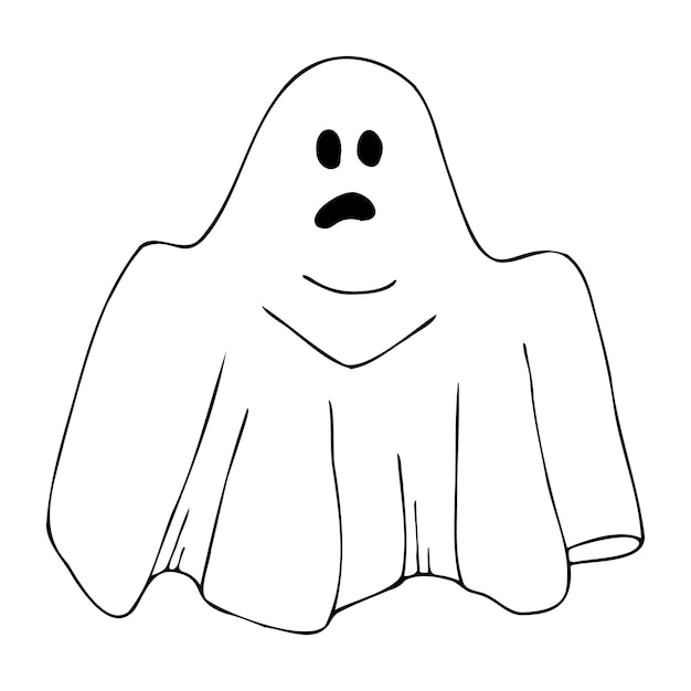 Il fantasma di Halloween Fantasma vettoriale con stile doodle isolato su sfondo bianco