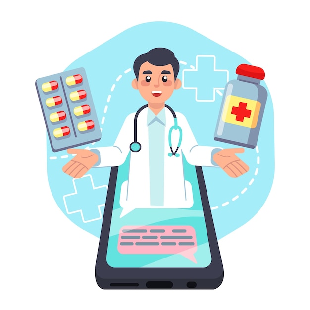 Il farmacista consiglia i medicinali in video Supporto medico online per i malati
