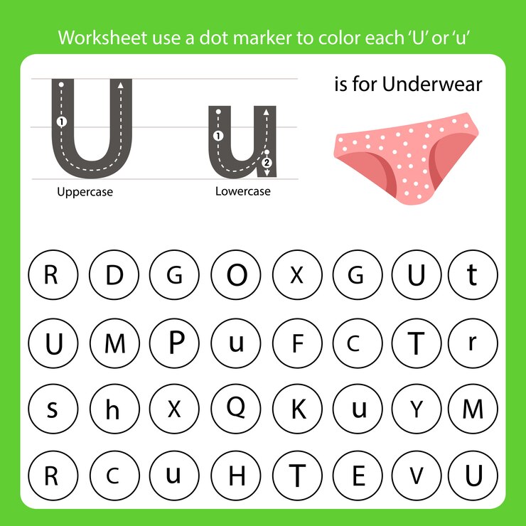 Vettore il foglio di lavoro usa un marcatore punto per colorare ogni u.