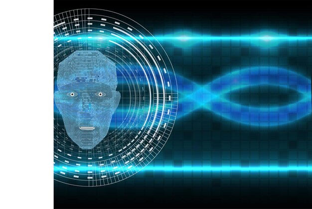 Il futuro dell'intelligenza artificiale AI Volto umano con testo AI realizzato dal digitale