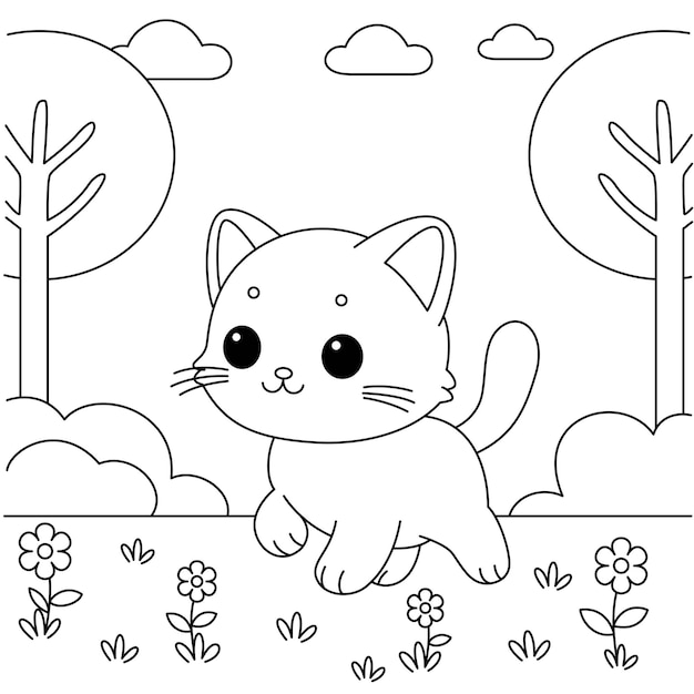 Il gatto carino sta passeggiando nel parco