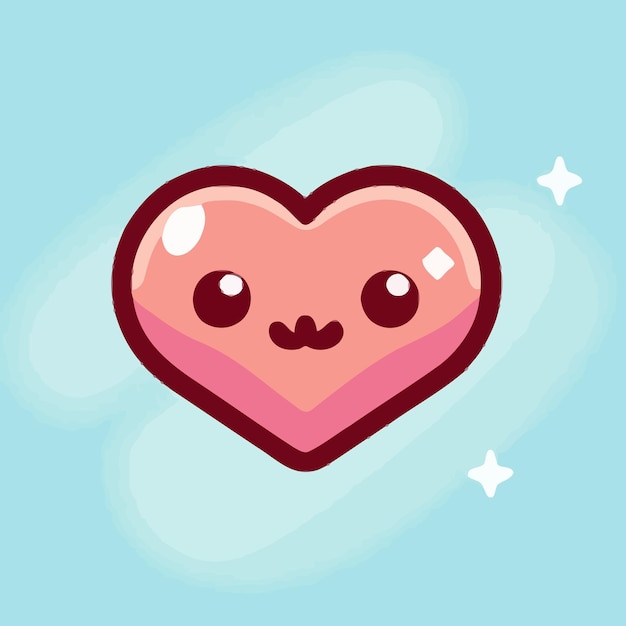 Il giorno di San Valentino Cute Heart illustrazione Cuore kawaii chibi vettore stile di disegno Cuore cartone animato Valenti