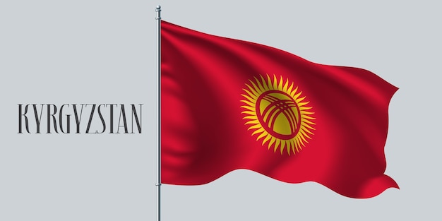 Il Kirghizistan sventola bandiera sul pennone illustrazione