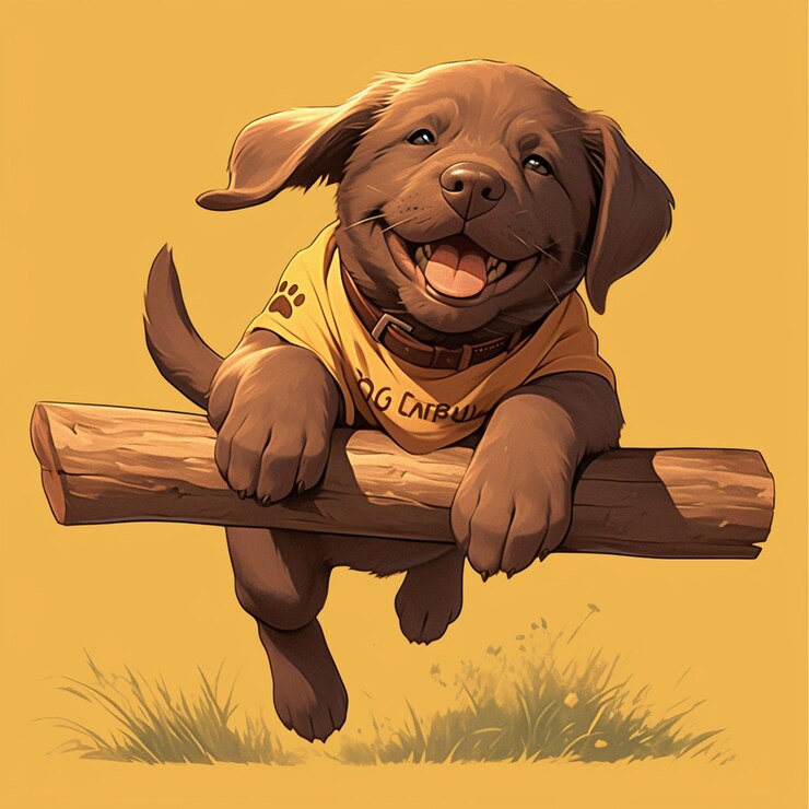 Vettore il labrador retriever gioca a fetch con un bastone