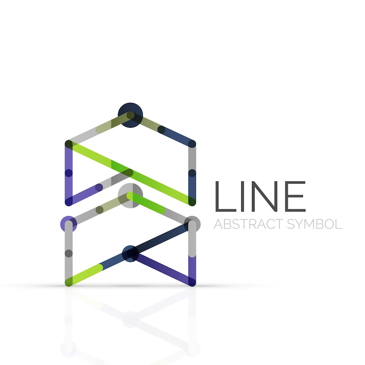 Vettore il logo astratto lineare collegava segmenti multicolori di linee figura geometrica