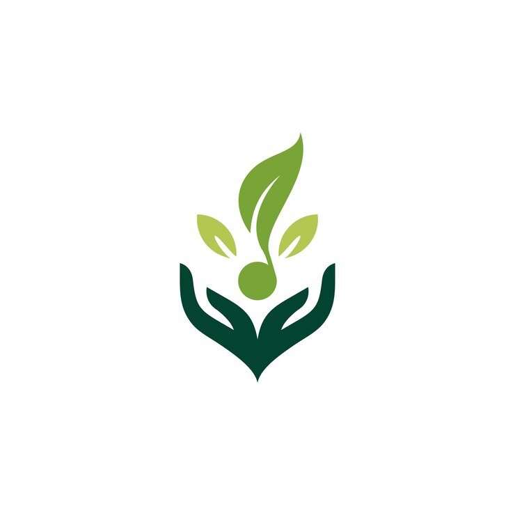 Il logo dei semi di albero cresce il simbolo delle mani