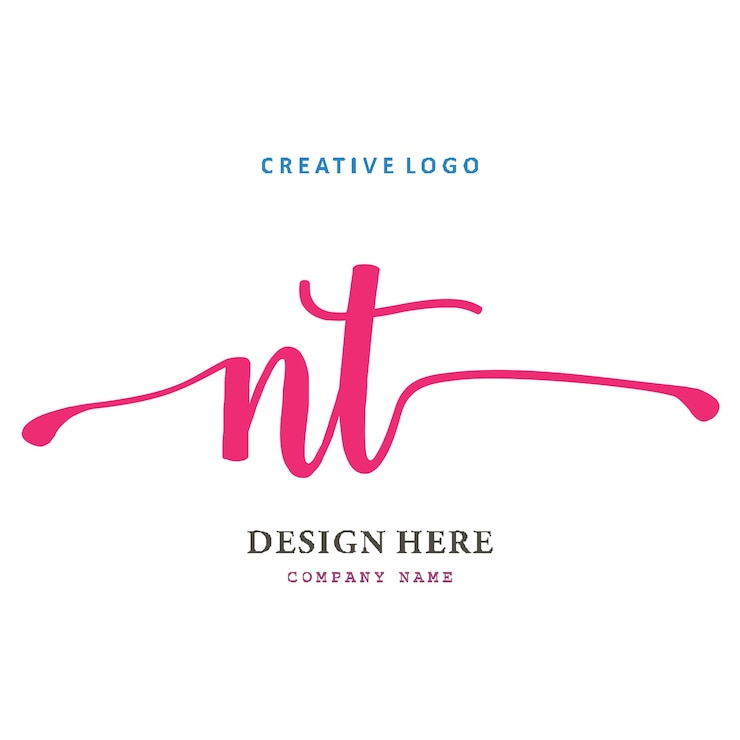 Vettore il logo del lettering nt è semplice, facile da capire e autorevole