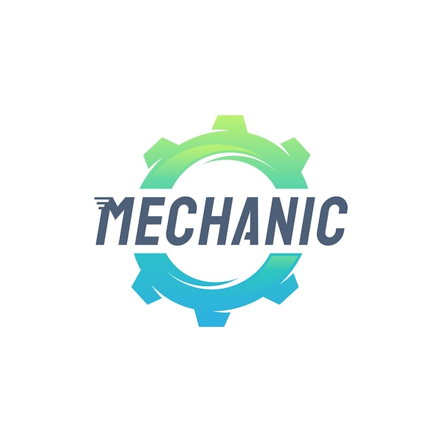 Il logo del meccanico moderno progetta il modello del logo Vector Gear Technology