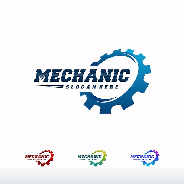 Il logo dell'ingranaggio progetta il vettore del modello, il simbolo del logo del meccanico, il modello dell'icona del simbolo del logo